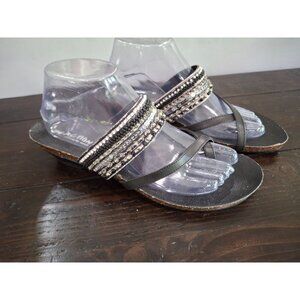 NWOB Reaction Kenneth Cole Great Time Rhinestone & Jewels Thong Sandals/Sz. 9M